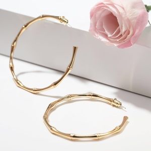 18k Gold Filled Dainty Bamboo Hoop Earrings